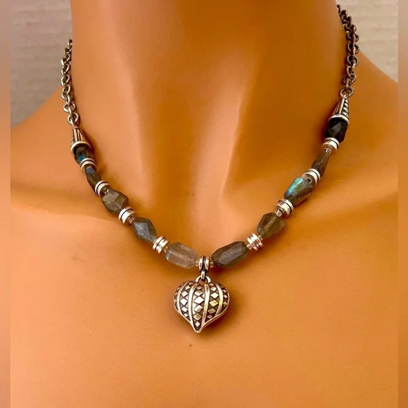 Brighton Necklace Green Stones Free Spirit NWT 16 - 19" N339. - Picture 3 of 5